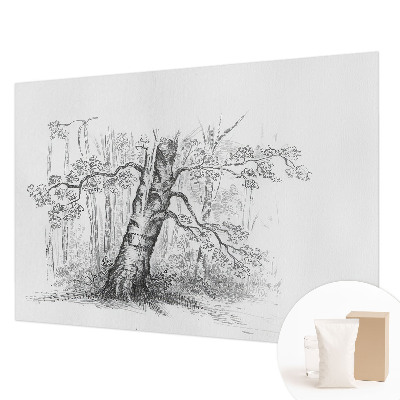 Wallpaper mural for living room with a forest tree motif