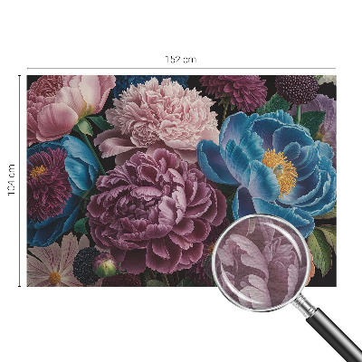 Large wallpaper mural with colorful flowers