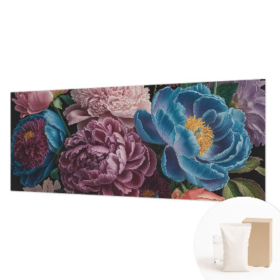 Large wallpaper mural with colorful flowers