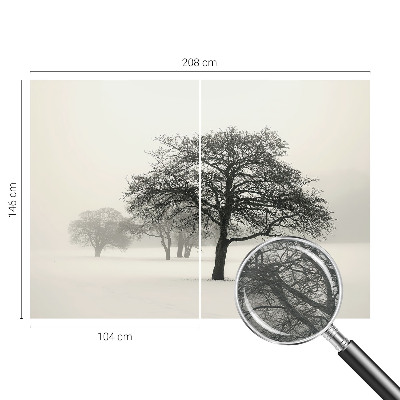 Large wall mural wallpaper with a winter trees design