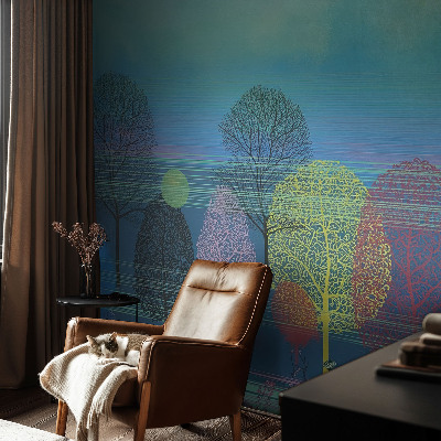 Modern wall mural in a colorful harmony design
