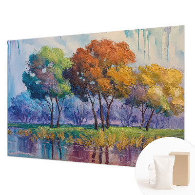 Wallpaper mural with an abstract tree design
