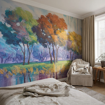 Wallpaper mural with an abstract tree design