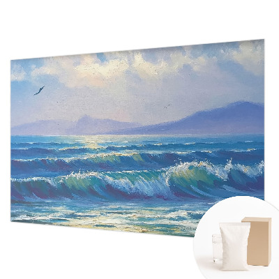 Modern wall mural for living room with a sea waves design