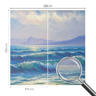 Modern wall mural for living room with a sea waves design