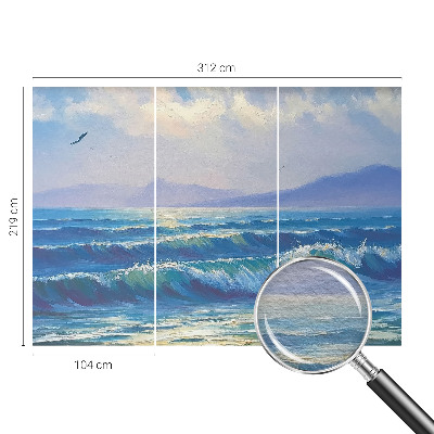 Modern wall mural for living room with a sea waves design