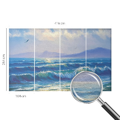 Modern wall mural for living room with a sea waves design