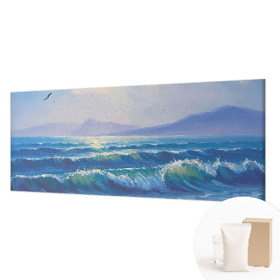 Modern wall mural for living room with a sea waves design