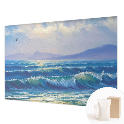 Modern wall mural for living room with a sea waves design