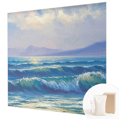 Modern wall mural for living room with a sea waves design