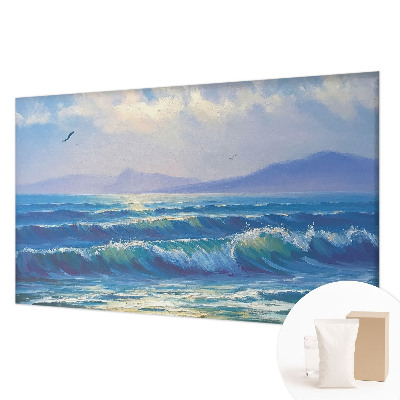 Modern wall mural for living room with a sea waves design