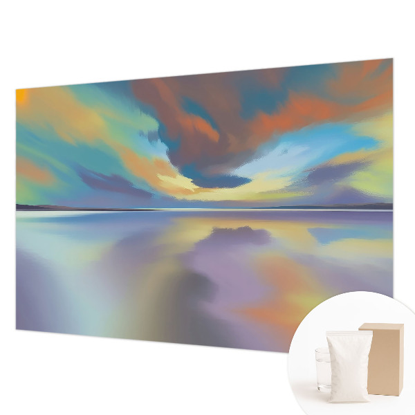 Modern wall mural for bedroom with a rainbow sunset design