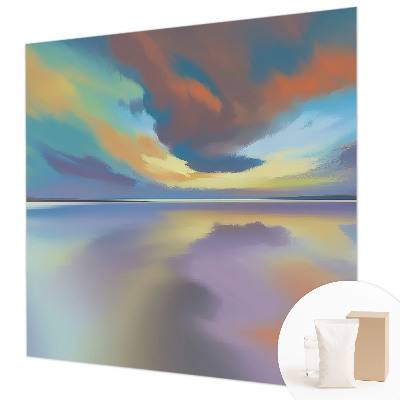 Modern wall mural for bedroom with a rainbow sunset design