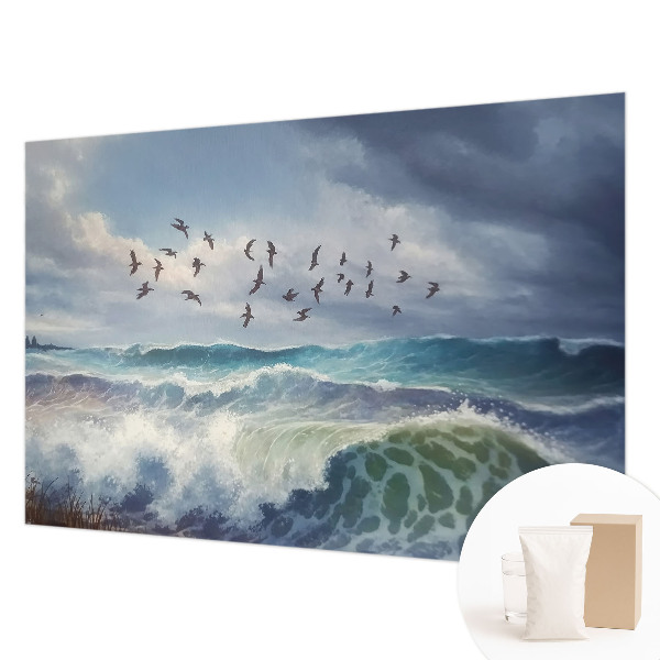 Decorative wall mural for living room with a sea waves design