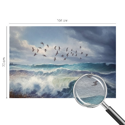 Decorative wall mural for living room with a sea waves design