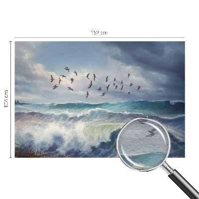 Decorative wall mural for living room with a sea waves design