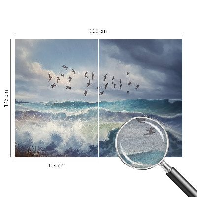 Decorative wall mural for living room with a sea waves design