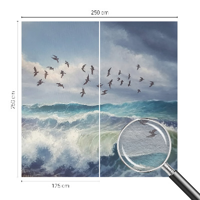 Decorative wall mural for living room with a sea waves design