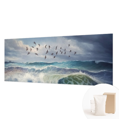 Decorative wall mural for living room with a sea waves design