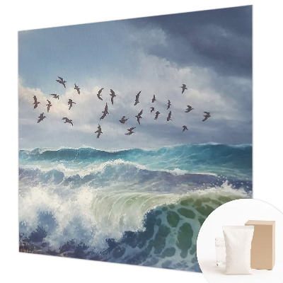 Decorative wall mural for living room with a sea waves design