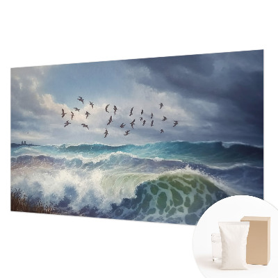 Decorative wall mural for living room with a sea waves design