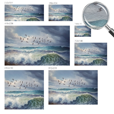 Decorative wall mural for living room with a sea waves design