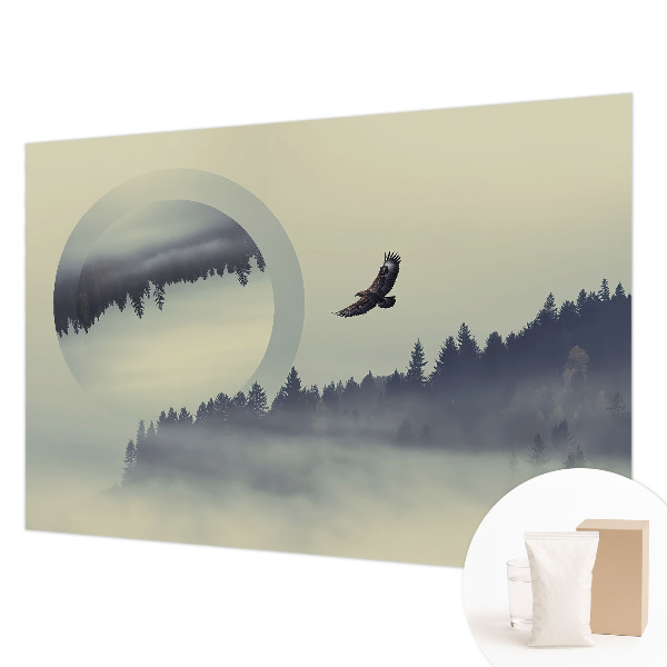 Non-woven wall mural with a forest landscape design