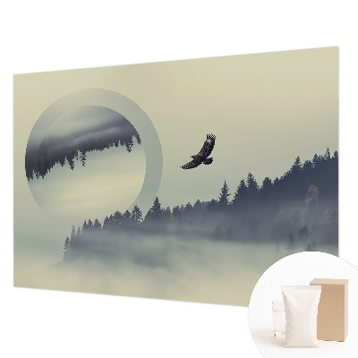 Non-woven wall mural with a forest landscape design