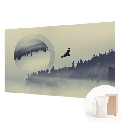 Non-woven wall mural with a forest landscape design