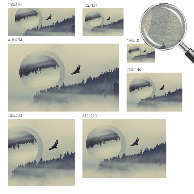 Non-woven wall mural with a forest landscape design