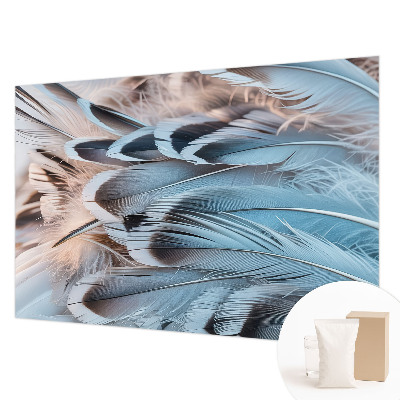 Wallpaper mural with a blue feather pattern