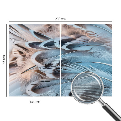 Wallpaper mural with a blue feather pattern