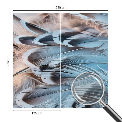 Wallpaper mural with a blue feather pattern