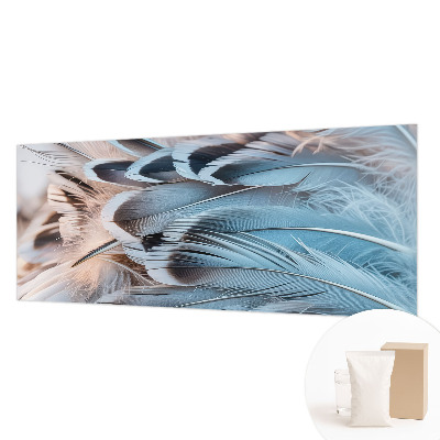 Wallpaper mural with a blue feather pattern