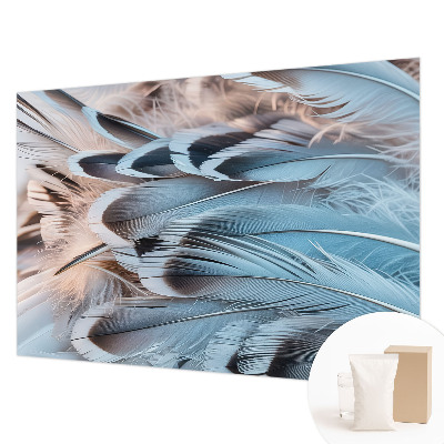 Wallpaper mural with a blue feather pattern