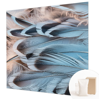 Wallpaper mural with a blue feather pattern