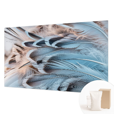 Wallpaper mural with a blue feather pattern