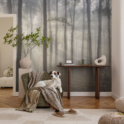 Wallpaper mural for living room with an ethereal forest design