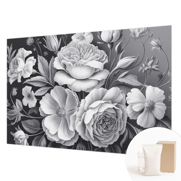 Wall mural for bedroom Gray flowers