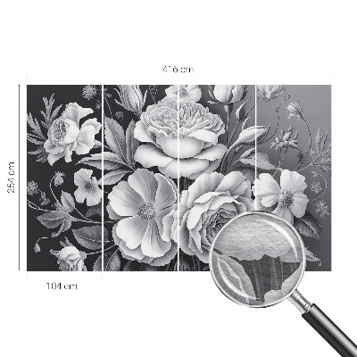 Wall mural for bedroom Gray flowers