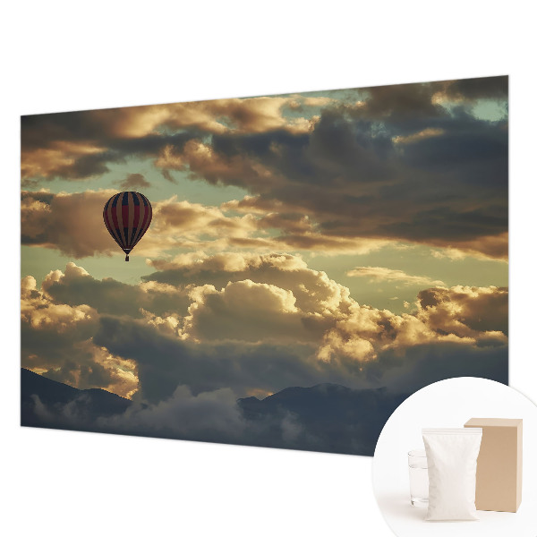 Wall mural for living room with a balloon drifting among the clouds