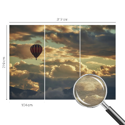 Wall mural for living room with a balloon drifting among the clouds