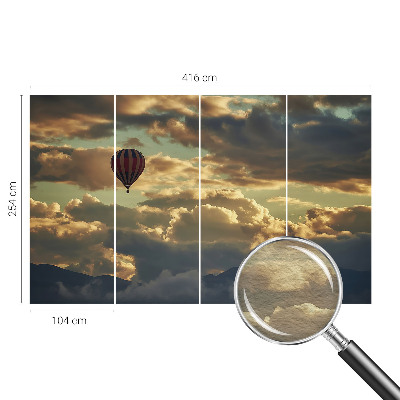 Wall mural for living room with a balloon drifting among the clouds