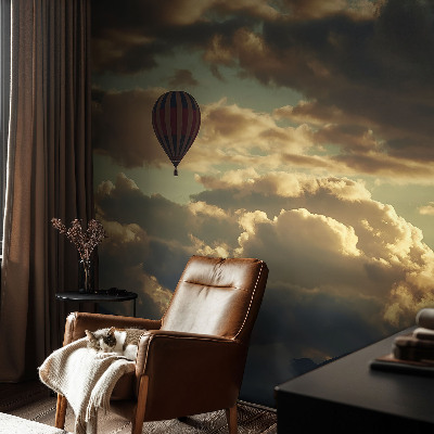 Wall mural for living room with a balloon drifting among the clouds