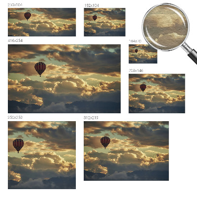 Wall mural for living room with a balloon drifting among the clouds