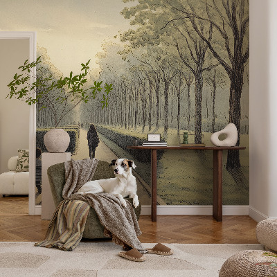 Bedroom wall mural wallpaper with a peaceful park scene