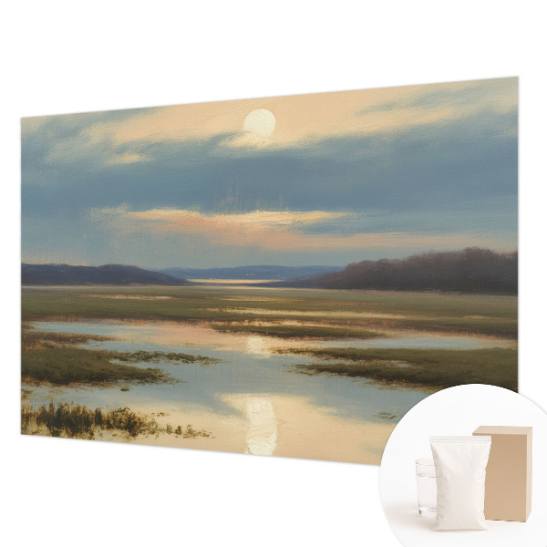 Large wall mural featuring an atmospheric landscape