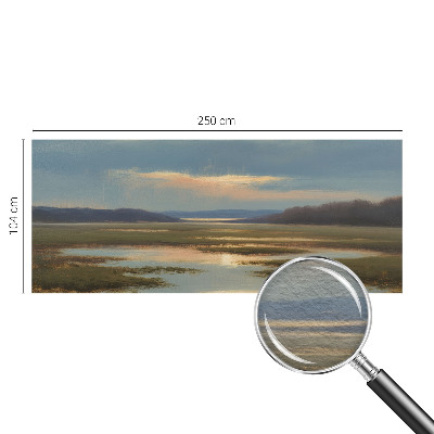 Large wall mural featuring an atmospheric landscape