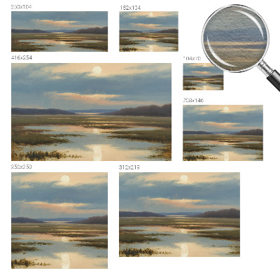 Large wall mural featuring an atmospheric landscape