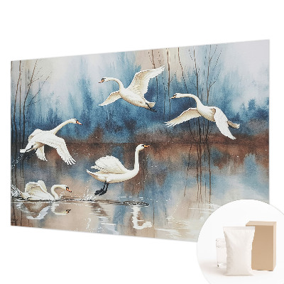 Large wall mural wallpaper with a birds-in-flight design